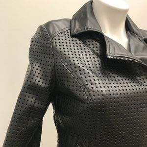 Raison D’Etre Perforated Vegan Leather Moto Jacket